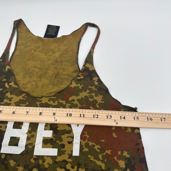 Obey Camoflouge Tank Top Womens M Lightweight Racer Back Green Brown Logo - Picture 5 of 6